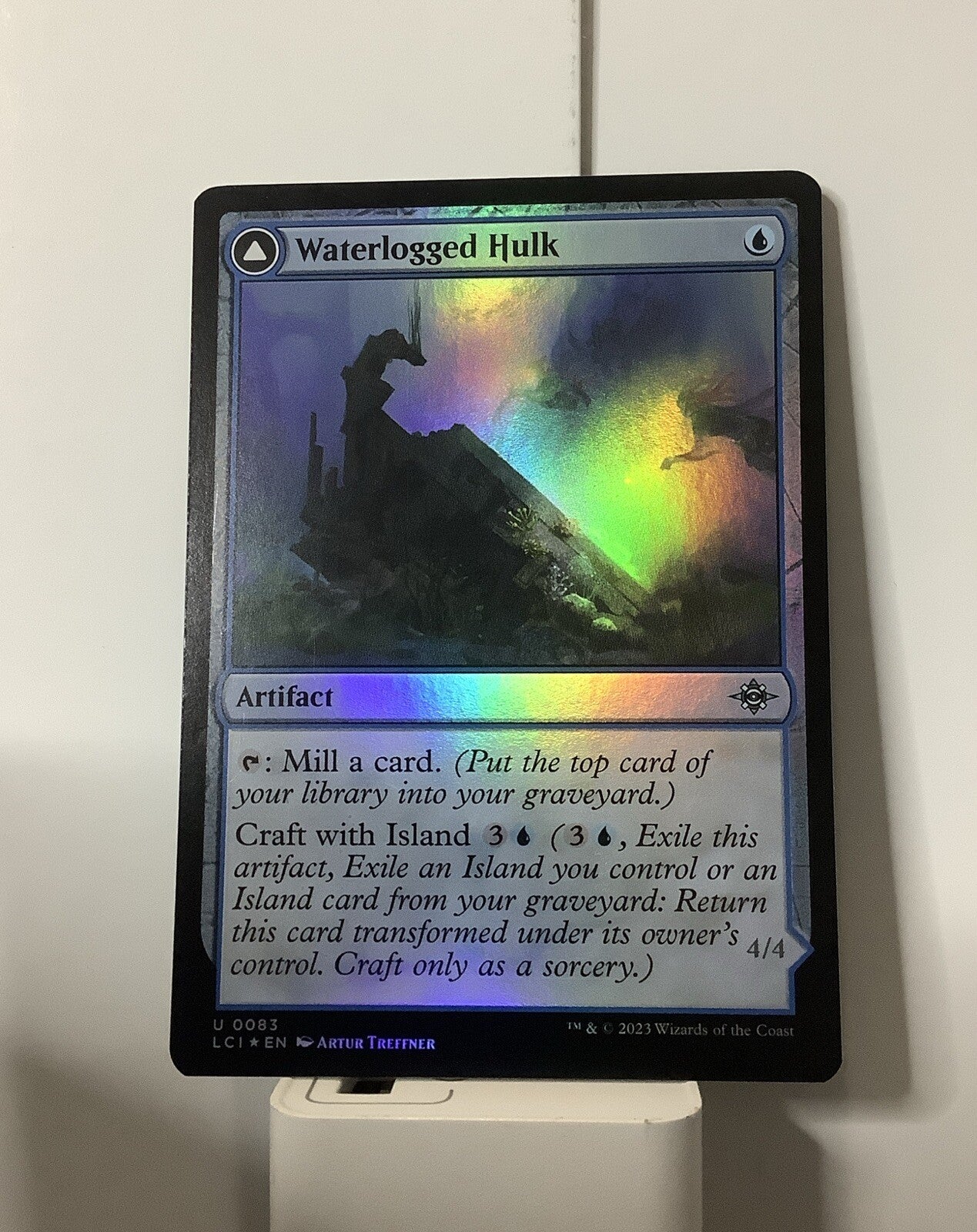Magic the Gathering Waterlogged Hulk Watertight Gondola foil artifact card Lost Caverns of Ixalan 083