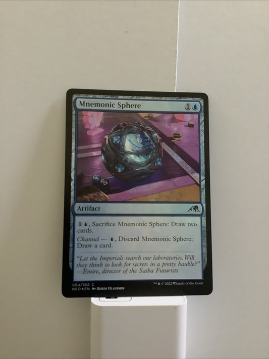 Shop Mnemonic Sphere Foil NEO 064 MTG from Kamigawa Neon Dynasty. Flexible artifact draw engine card from DM Vault Co.