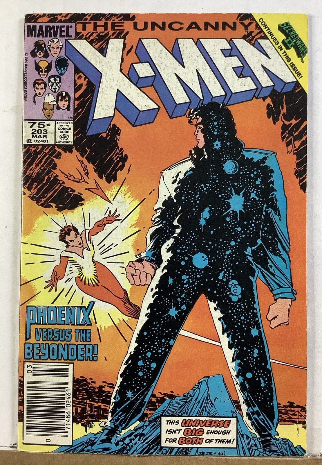 The Uncanny X-Men #203 (1986) Direct Edition cover with Phoenix facing the Beyonder

