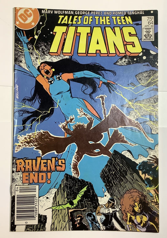 Tales of the Teen Titans #64 comic book cover Raven’s End (DC Comics 1986 Newsstand Edition)
