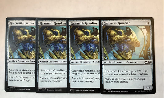 Gearsmith Guardian M19 237 Magic the Gathering artifact construct playset of four cards.
