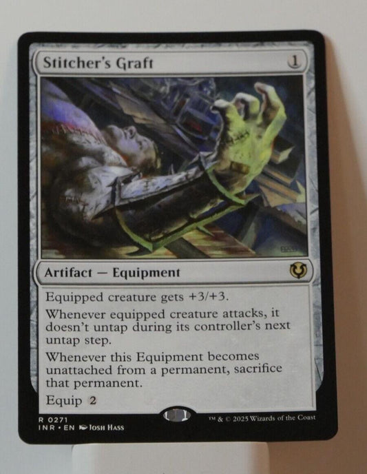 Stitcher's Graft MTG card (Innistrad Remastered INR 271) artifact equipment close-up
