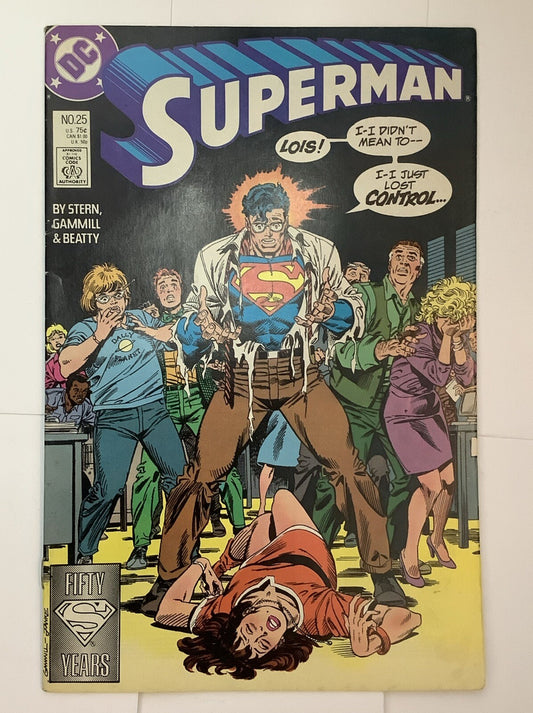 Superman #25 — DC Comics — January 1989 — Lois in danger cover — Direct Edition

