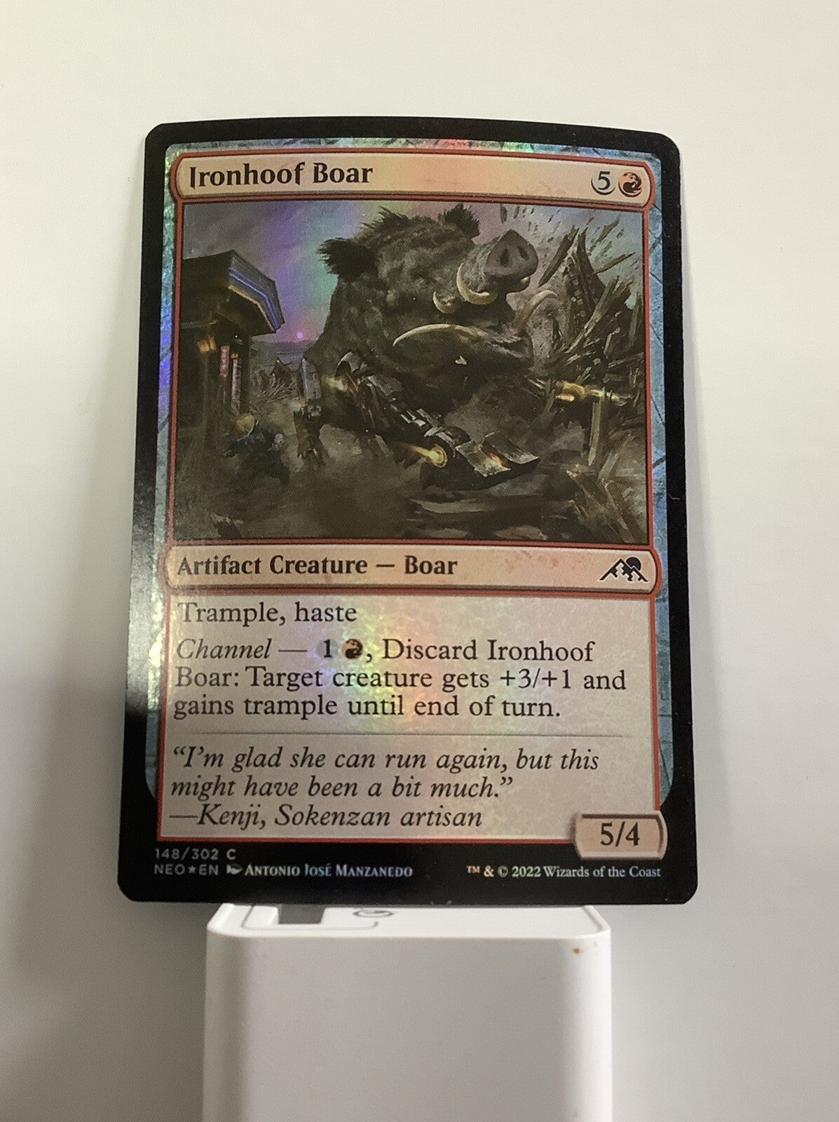 Ironhoof Boar NEO 148 Foil from Kamigawa: Neon Dynasty.