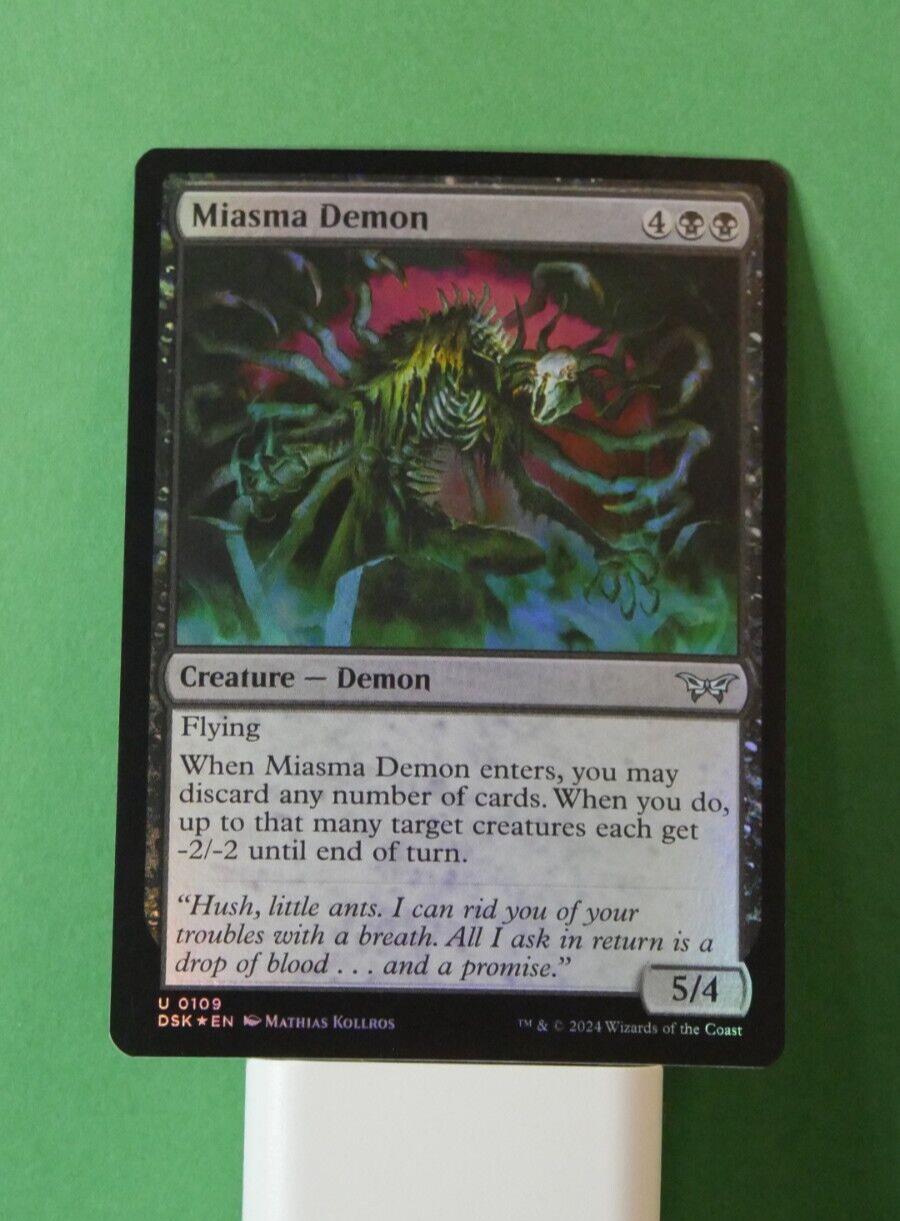 Miasma Demon MTG foil Demon creature card Duskmourn House of Horror
