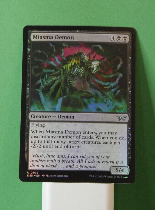 Miasma Demon MTG foil Demon creature card Duskmourn House of Horror