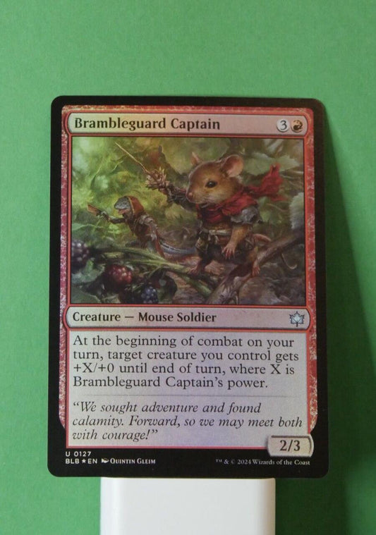 Brambleguard Captain Magic the Gathering Bloomburrow foil Mouse Soldier creature card