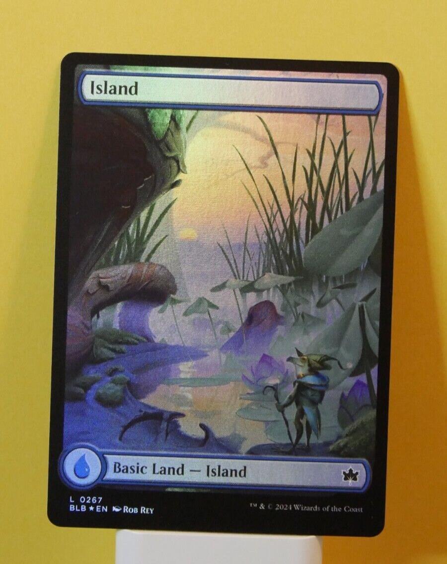Magic the Gathering Island extended art foil basic land from Bloomburrow set