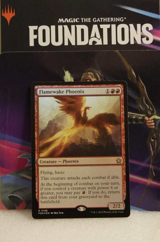 Flamewake Phoenix Foil MTG Foundations FDN 198 recurring flying haste Phoenix creature card