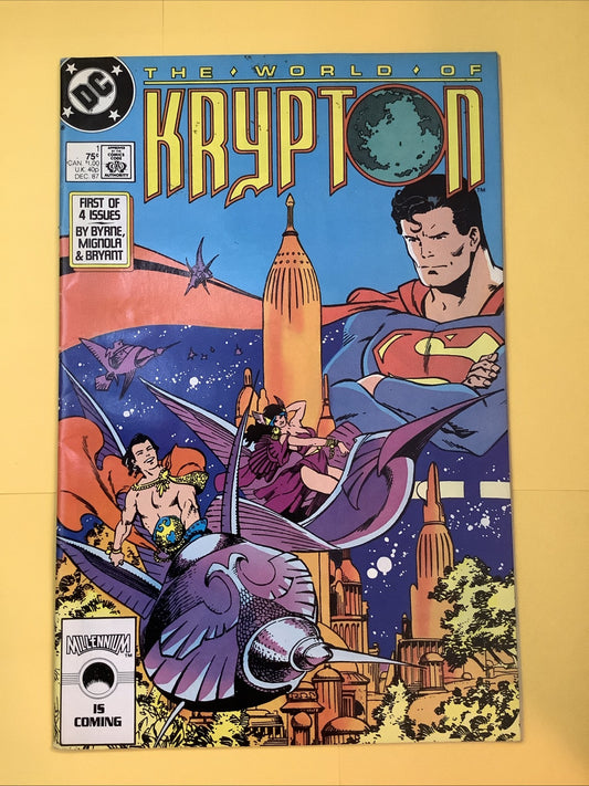 World of Krypton #1 comic book cover (DC Comics 1987 Direct Edition)
