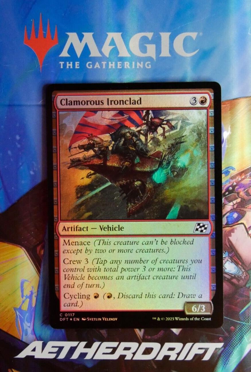 Clamorous Ironclad foil artifact vehicle Magic the Gathering card DFT 0117
