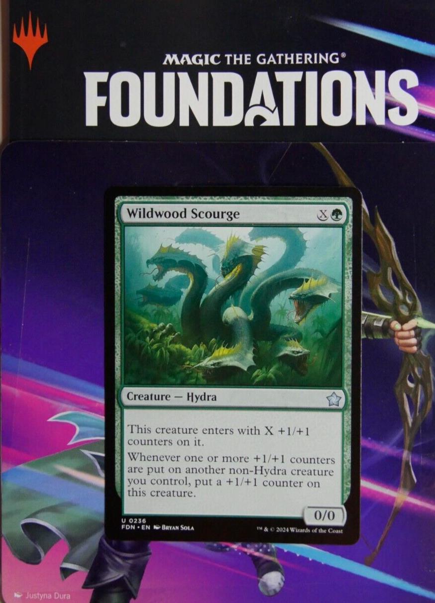Wildwood Scourge FDN 236 from Foundations. MTG counters Hydra card available from DM Vault Co.