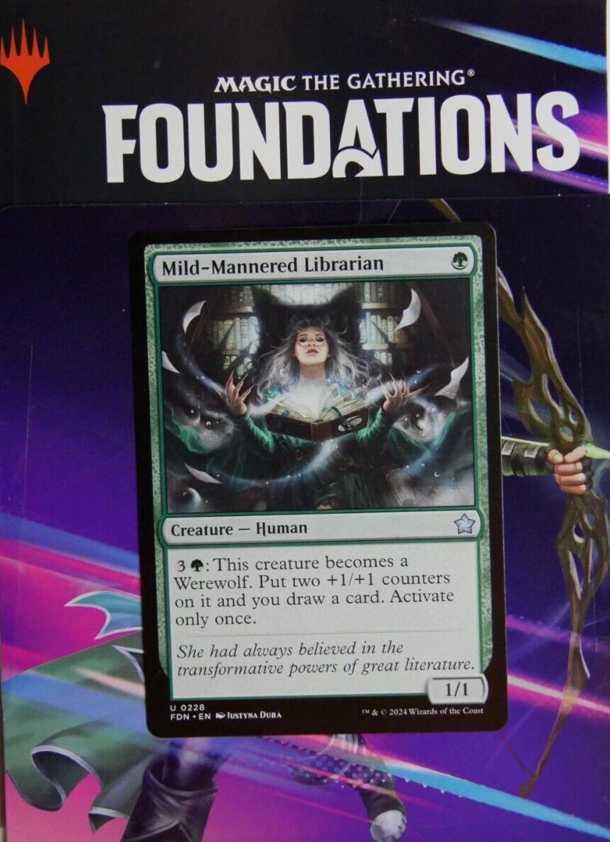 Mild-Mannered Librarian FDN 028 MTG counters human creature card by DM Vault Co