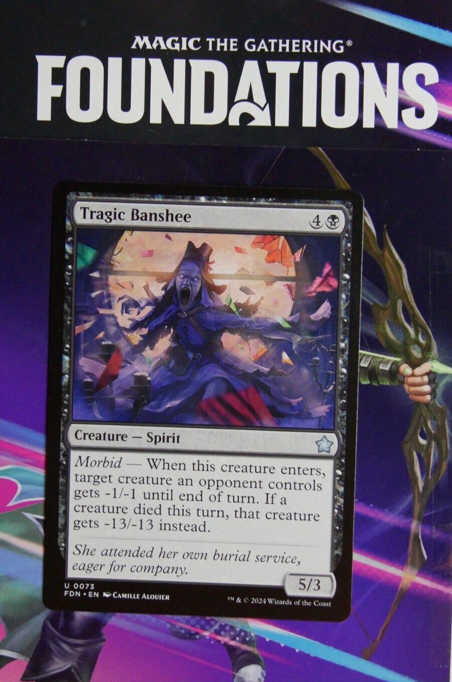 Magic: The Gathering Foundations Tragic Banshee black creature spirit card