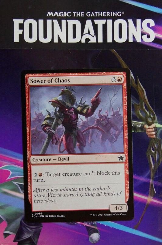 Sower of Chaos Magic the Gathering Foundations red Devil creature card