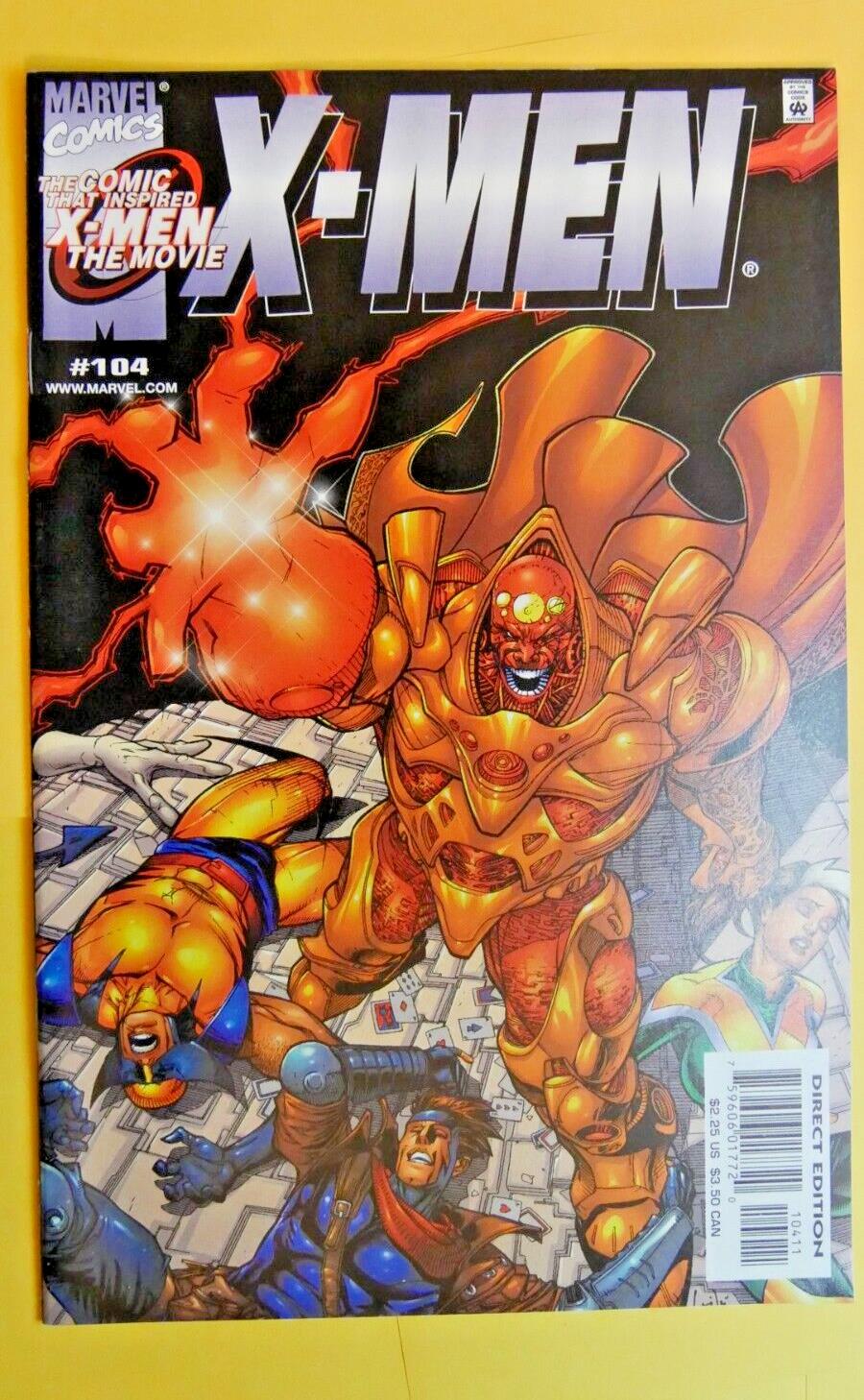 X-Men Vol 2 #104 2000 Direct Edition Marvel comic cover featuring team battle scene