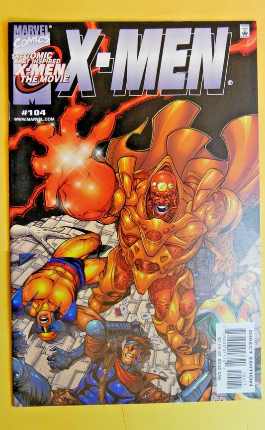 X-Men Vol 2 #104 2000 Direct Edition Marvel comic cover featuring team battle scene