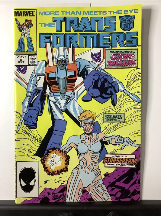 Transformers #9 (1985) Direct Edition comic cover with Circuit Breaker and Starscream
