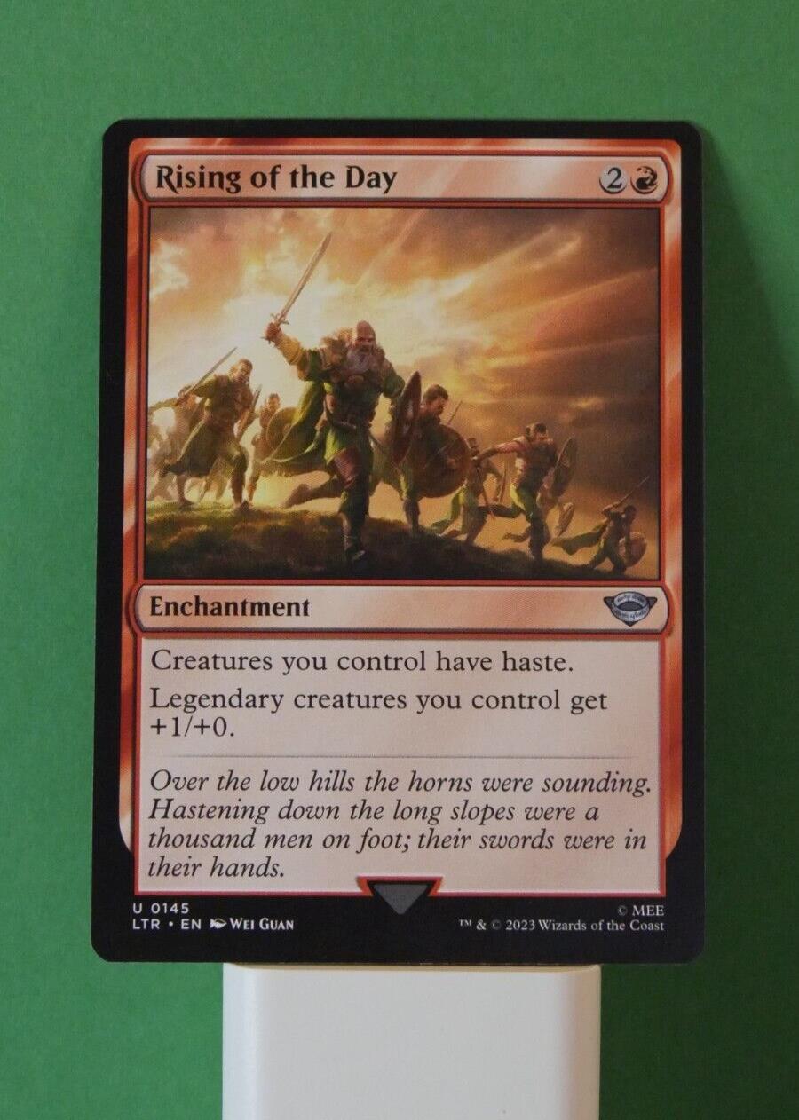 Rising of the Day LTR 145 MTG red enchantment haste legendary creature boost card