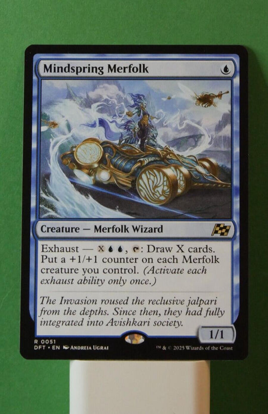 Mindspring Merfolk MTG Aetherdrift rare blue Merfolk Wizard card art