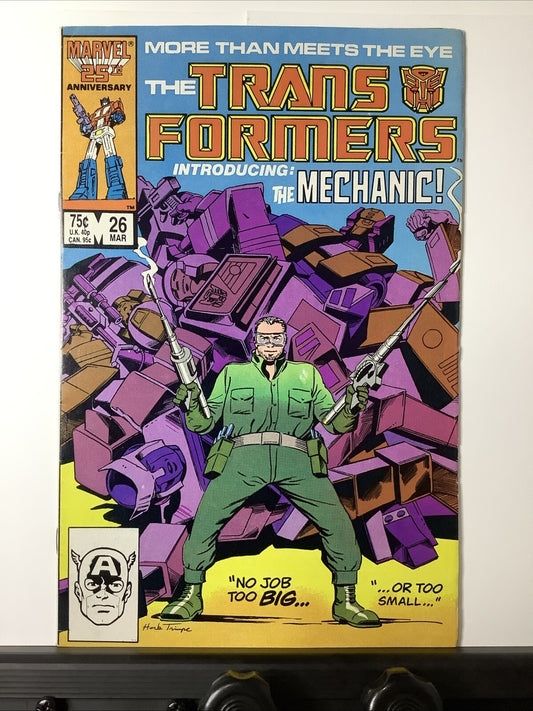 Transformers #26 (1987) Direct Edition cover featuring the Autobots mourning Optimus Prime
