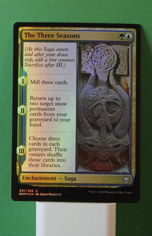 The Three Seasons foil Saga enchantment card from Kaldheim 231/285