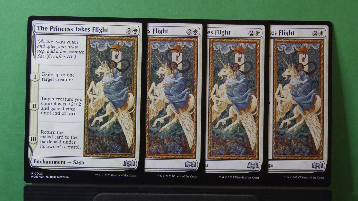 The Princess Takes Flight WOE 0023 Magic the Gathering white Saga card playset of four.