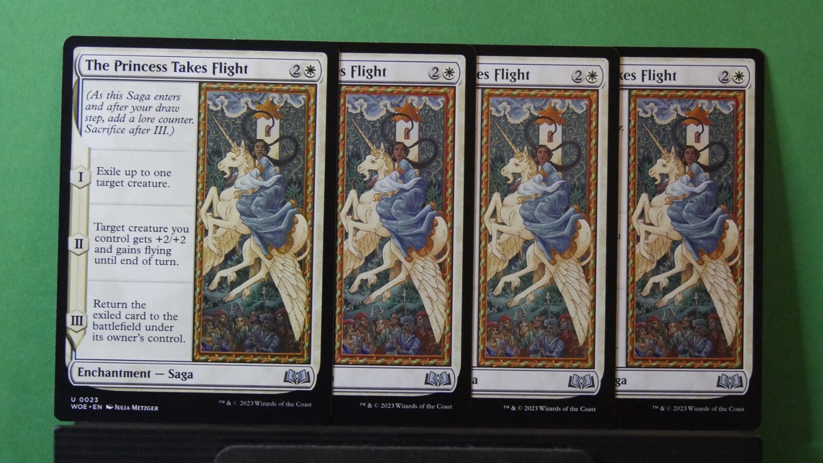 The Princess Takes Flight WOE 0023 Magic the Gathering white Saga card playset of four.