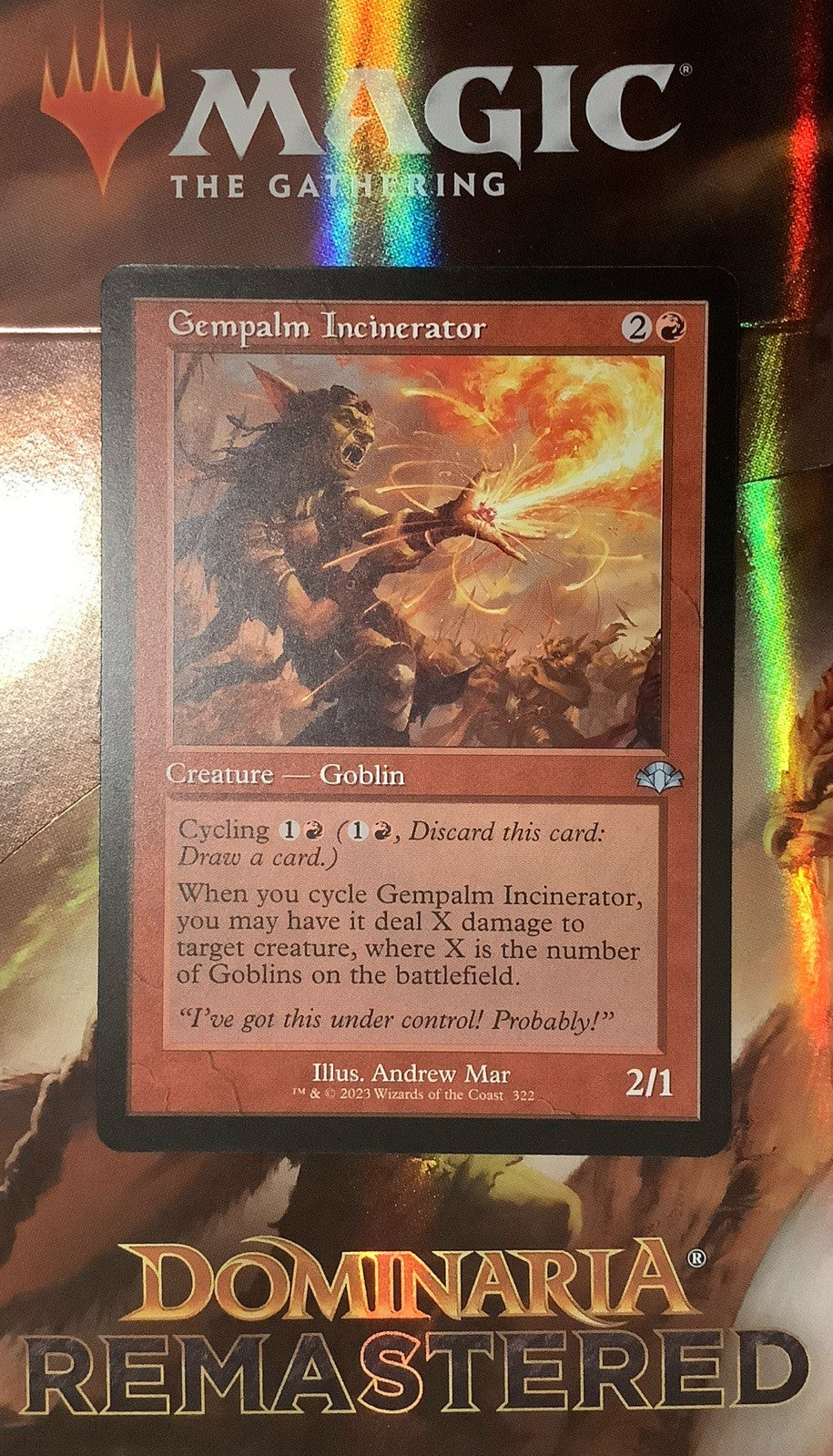 Gempalm Incinerator DMR 322 Retro Frame MTG Card DM Vault Co