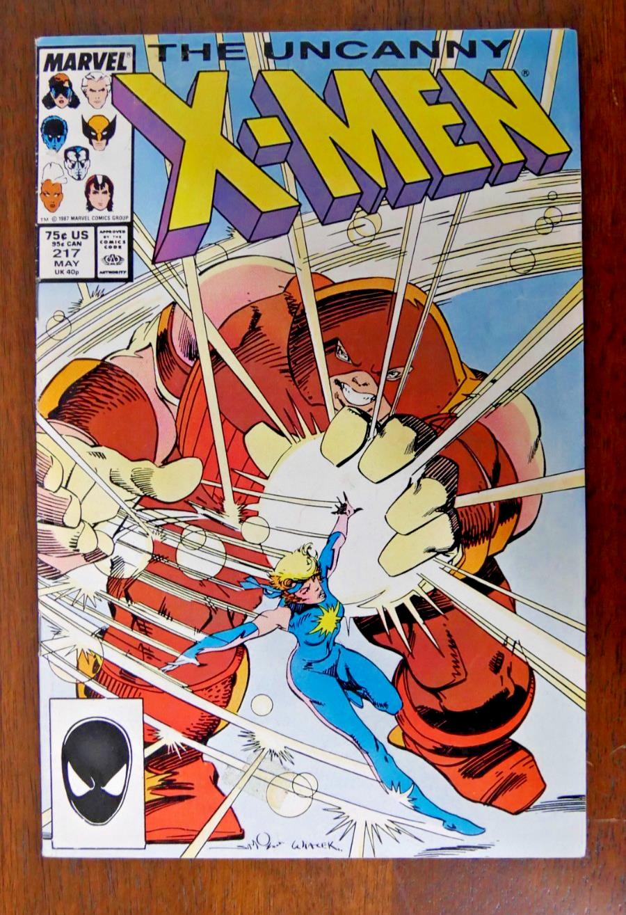 Uncanny X-Men #217 Direct Edition comic cover featuring Dazzler vs Juggernaut