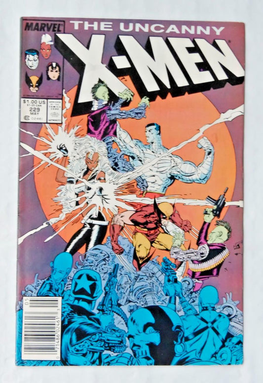 Uncanny X-Men #229 (1988) Newsstand Edition comic book from Marvel Comics featuring the X-Men versus the Reavers.
