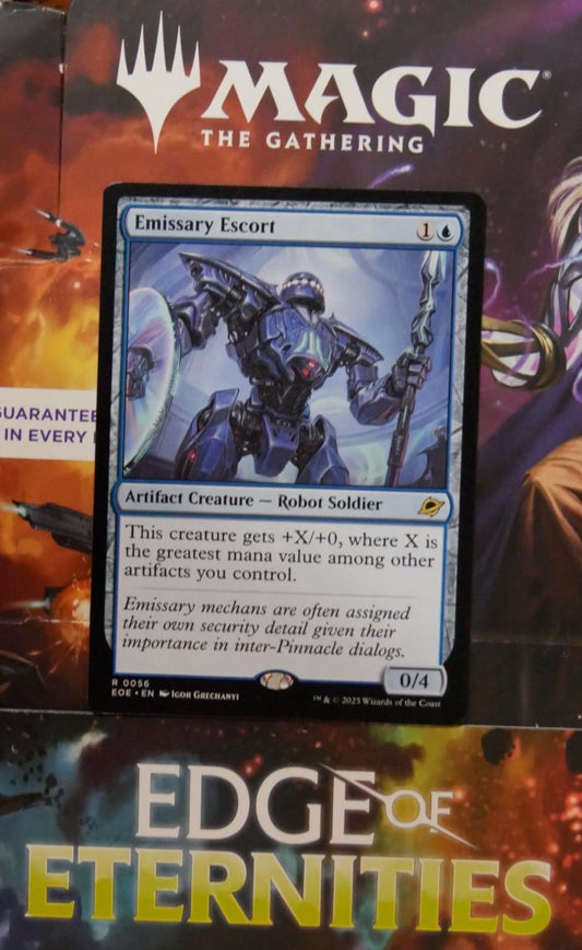 Emissary Escort EOE 056 MTG artifact creature robot soldier card from the Edge of Eternities Magic the Gathering set.