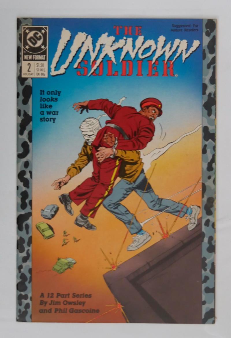 Unknown Soldier #2 comic book cover from DC Comics depicting a dramatic wartime scene.