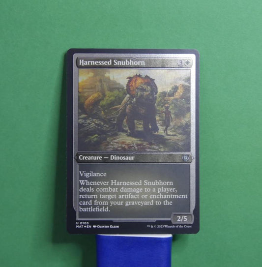 Harnessed Snubhorn etched foil MTG MAT 103 dinosaur card