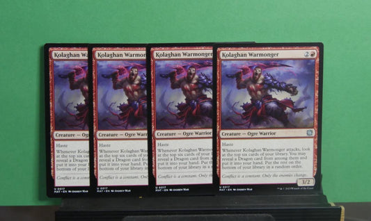 Four Kolaghan Warmonger MTG cards (MAT 017) red uncommon Ogre Warrior
