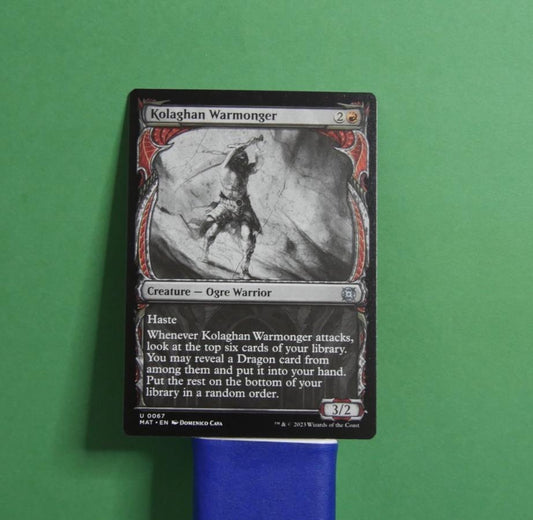 Kolaghan Warmonger showcase regular finish MTG MAT 67 Dragon support creature card from DM Vault Co