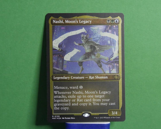 
Nashi Moon's Legacy etched foil MTG March of the Machine Aftermath rare card

