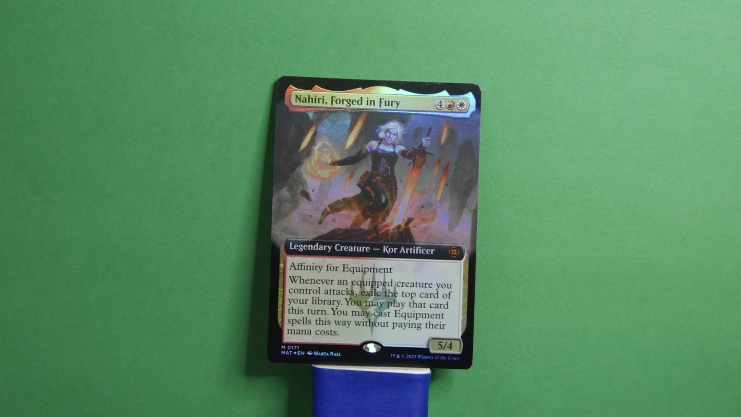 Nahiri, Forged in Fury Full Art Foil MTG card from March of the Machine: The Aftermath, Legendary Creature Kor Artificer 171.
