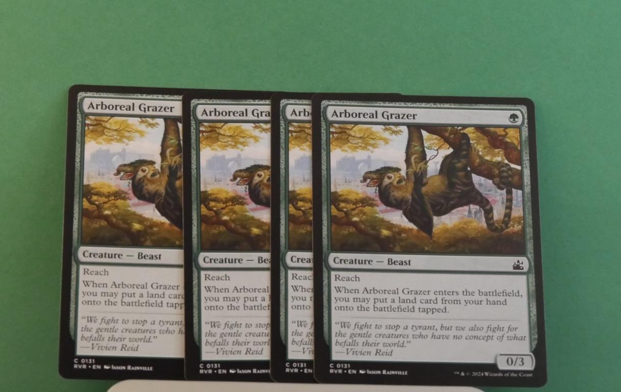 Arboreal Grazer Magic card lot of four from Ravnica Remastered, regular version.