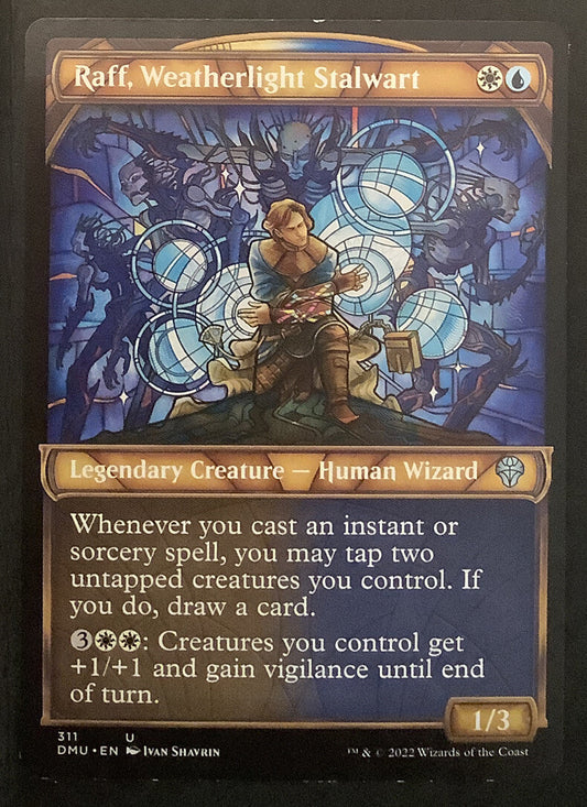 Raff, Weatherlight Stalwart showcase legendary Human Wizard MTG Dominaria United
