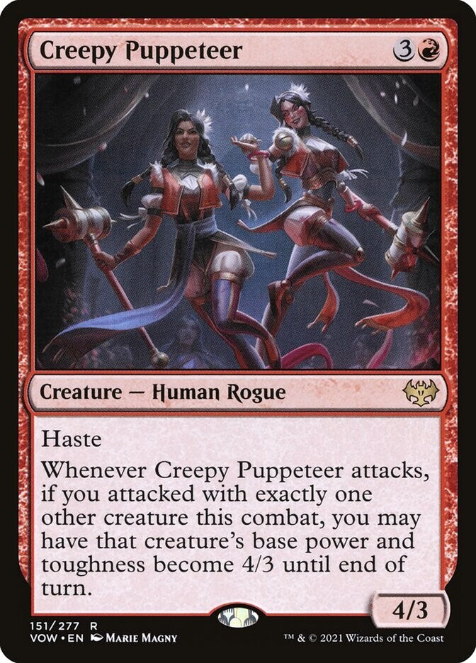 Creepy Puppeteer VOW 151 regular finish MTG Human Rogue card | DM Vault Co