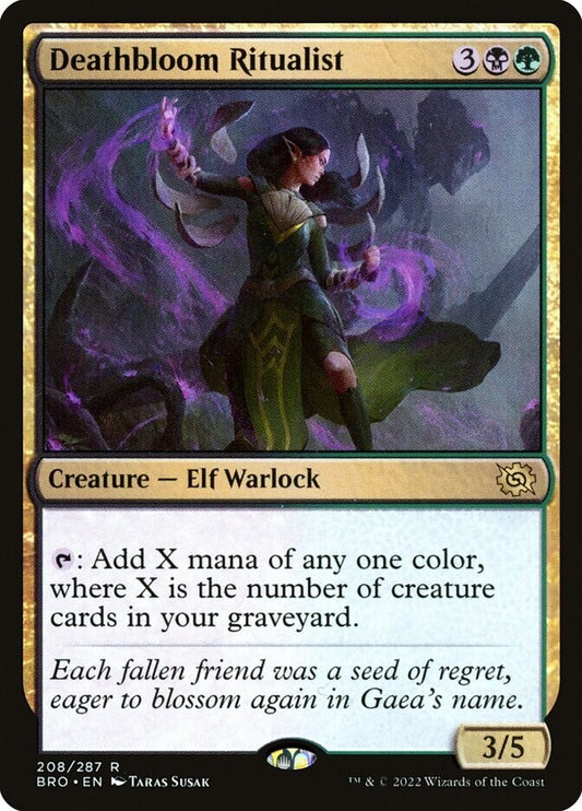 Deathbloom Ritualist — BRO Regular Rare Elf Warlock MTG card
