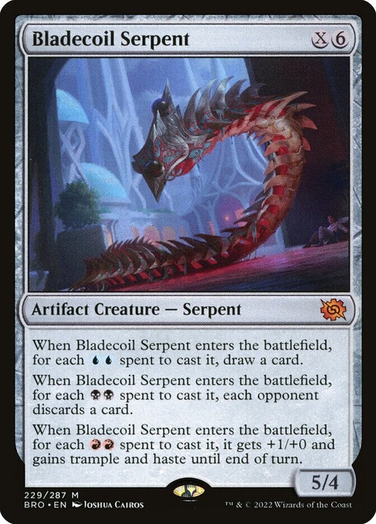 Bladecoil Serpent regular finish MTG The Brothers War BRO 229 mythic artifact creature serpent card from DM Vault Co