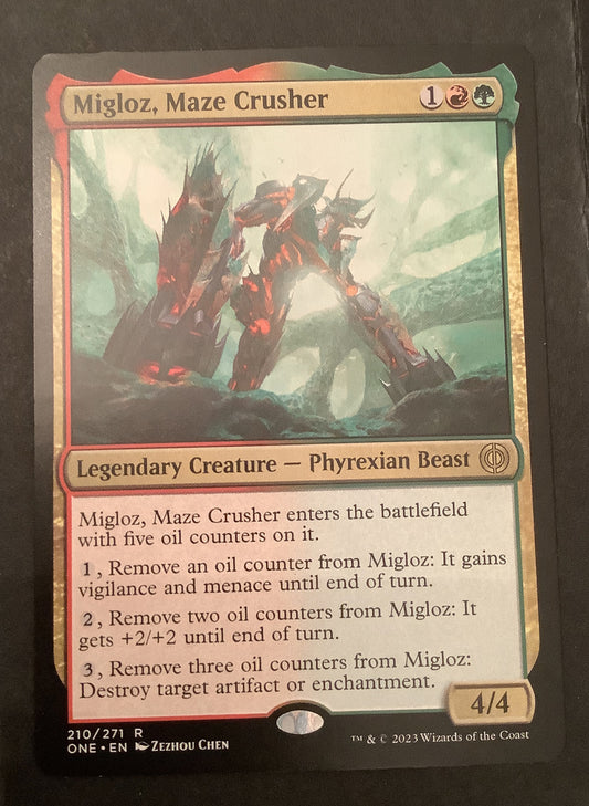 Migloz Maze Crusher regular finish MTG card from ONE 210 by DM Vault Co