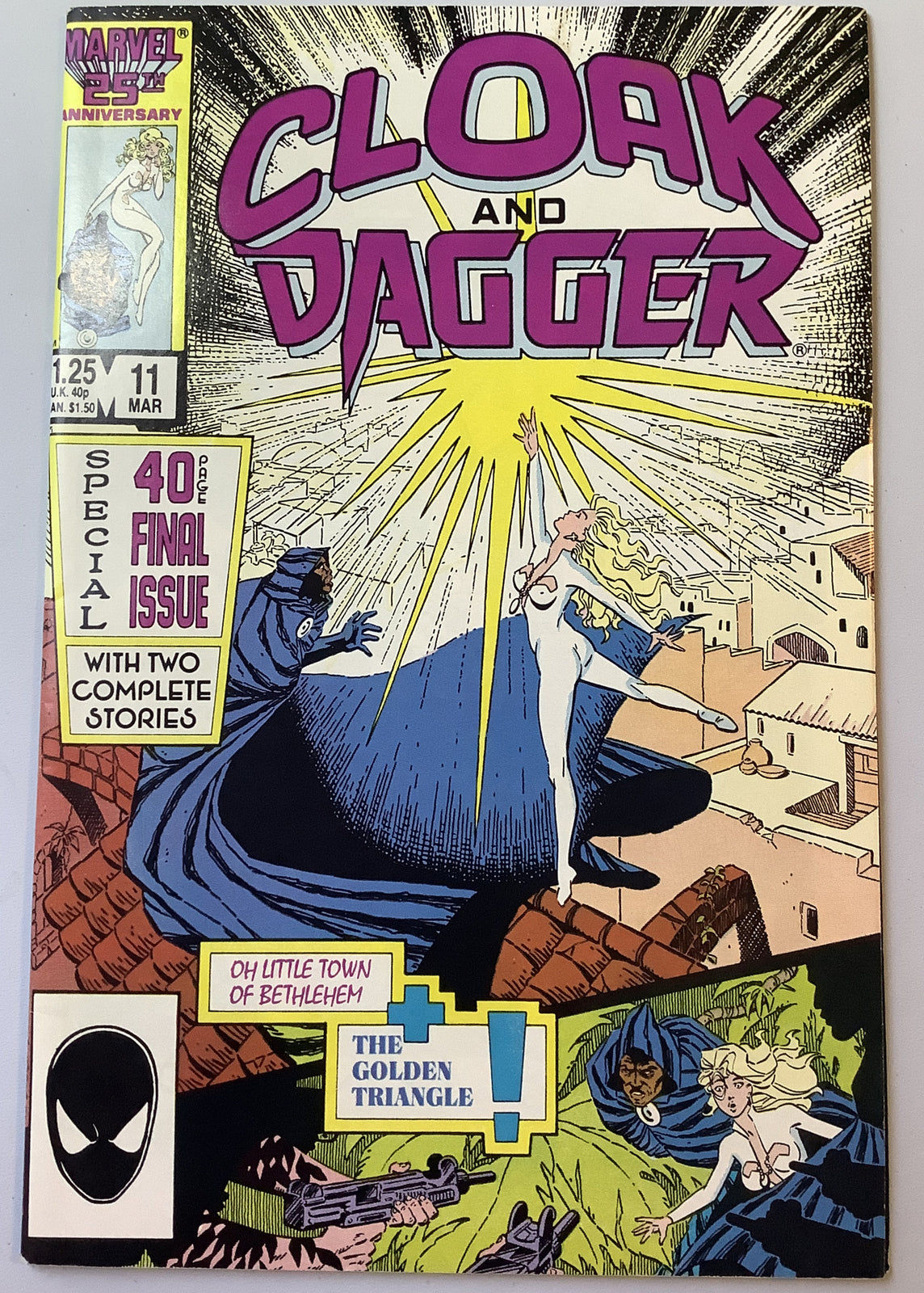 Cloak and Dagger 11 Marvel Comics 1987 final issue cover featuring Cloak and Dagger in Bethlehem scene