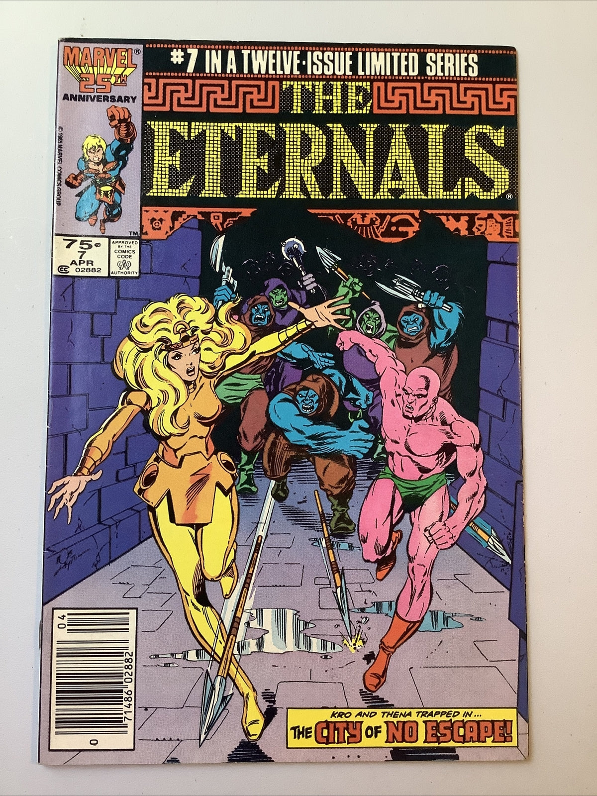 Eternals 7 Marvel Comics 1986 Thena and Kro cover art