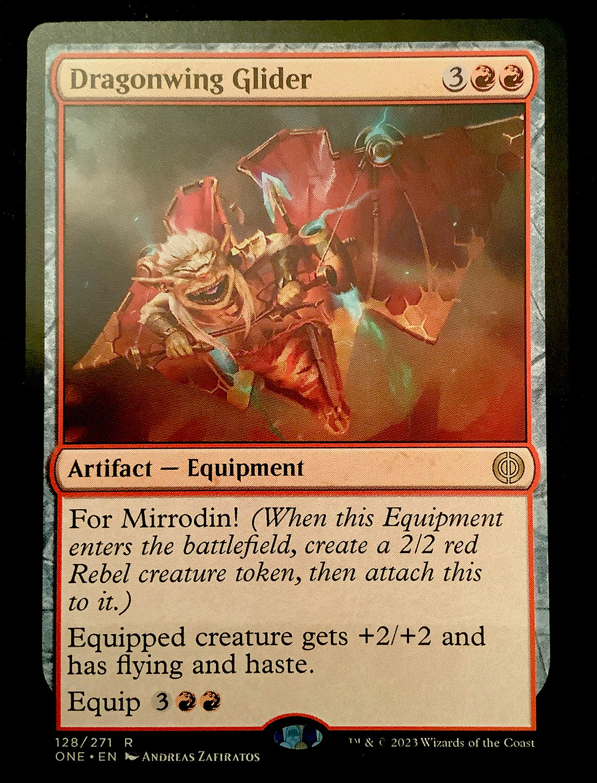 Dragonwing Glider artifact equipment Magic the Gathering card ONE 128
