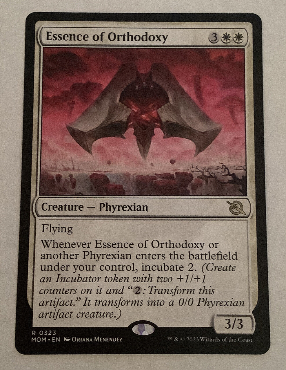 Buy Essence of Orthodoxy for Phyrexian tribal decks, incubate synergies, and token strategies.