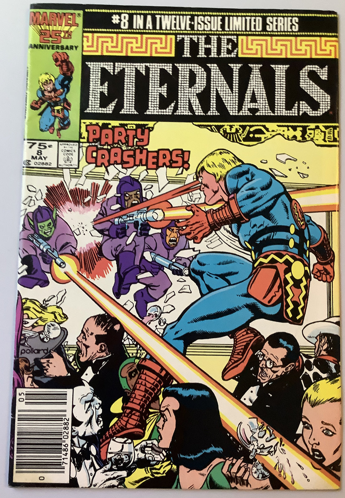 Eternals 8 Marvel Comics 1986 Party Crashers cover with Ikaris action scene
