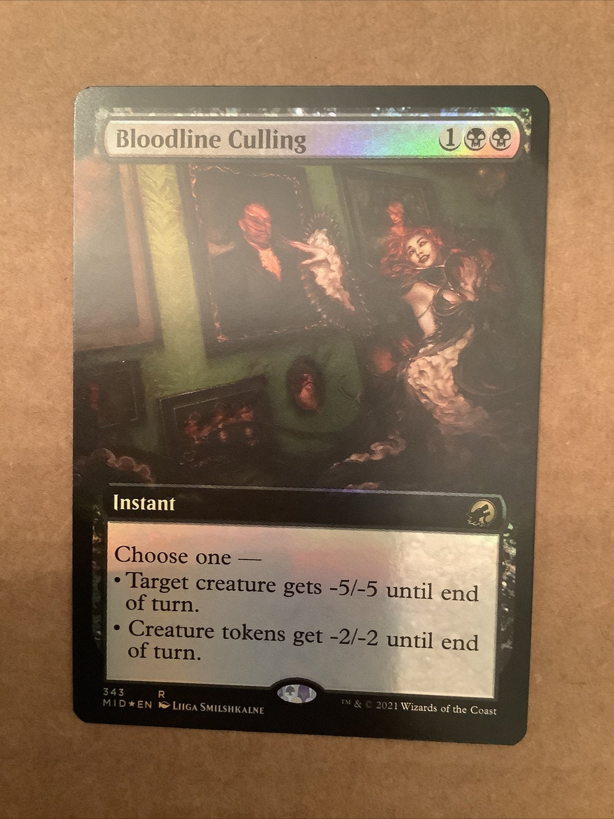 Bloodline Culling Extended Art Foil from Innistrad Midnight Hunt MTG card featuring flexible creature removal and token sweeping utility.